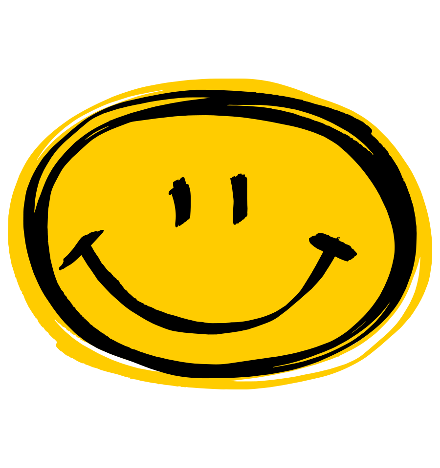 Illustration souriante en jaune et noir